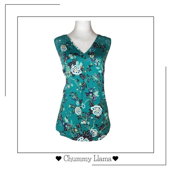 Daniel Rainn Floral Sleeveless Blouse – Open Back Lace Detail, Size 1X - Picture 1 of 4
